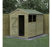 Forest Garden 6X8 4Life Apex Shed 25Yr Guarantee Overlap Pressure Treated - Single Door - 2 Window - Base Included