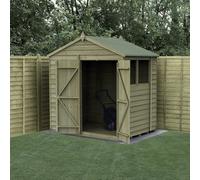 Forest Garden 7X5 4Life Apex Shed 25Yr Guarantee Overlap Pressure Treated - Double Door - 2 Window