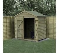 Forest Garden 7X5 4Life Apex Shed 25Yr Guarantee Overlap Pressure Treated - Double Door - No Window - Base Included