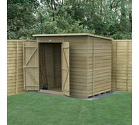 Forest Garden 7X5 4Life Pent Shed 25Yr Guarantee Overlap Pressure Treated - No Windows - Double Door
