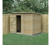 Forest Garden 7X5 4Life Pent Shed 25Yr Guarantee Overlap Pressure Treated- Single Door - No Window