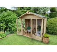 Forest Garden 7X5 Apex Beckwood Shed 25Yr Guarantee Shiplap Pressure Treated - Double Door - 4 Windows