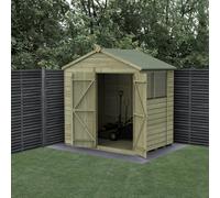 Forest Garden 7X5 Apex Shed Beckwood Shed 25Yr Guarantee Shiplap Pressure Treated - 2 Windows - Double Door - Base Included