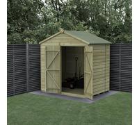 Forest Garden 7X5 Apex Shed Beckwood Shed 25Yr Guarantee Shiplap Pressure Treated - No Windows - Double Door - Base Included