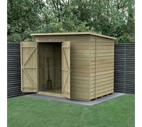 Forest Garden 7X5 Pent Shed Beckwood Shed 25Yr Guarantee Shiplap Pressure Treated - No Windows - Double Door - Base Included