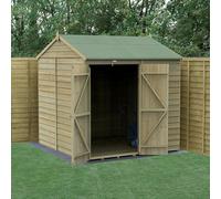 Forest Garden 7X7 4Life Reverse Apex Shed 25Yr Guarantee Overlap Pressure Treated - Double Door - No Windows