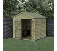 Forest Garden 7X7 Apex Shed Beckwood Shed 25Yr Guarantee Shiplap Pressure Treated - No Windows - Double Door