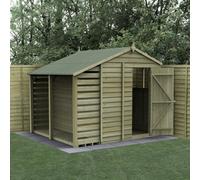 Forest Garden 8X6 4Life Apex Shed 25Yr Guarantee Overlap Pressure Treated- Single Door - 2 Windows - With Lean-To