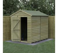 Forest Garden 8X6 4Life Apex Shed 25Yr Guarantee Overlap Pressure Treated - Single Door - No Window - Base Included