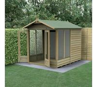 Forest Garden 8X6 4Life Apex Summerhouse 25Yr Guarantee Overlap Pressure Treated - Double Door - 5 Window