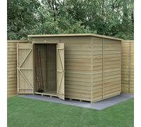 Forest Garden 8X6 4Life Pent Shed 25Yr Guarantee Overlap Pressure Treated- No Windows - Double Door