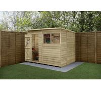 Forest Garden 8X6 4Life Pent Shed 25Yr Guarantee Overlap Pressure Treated - Single Door - 2 Windows