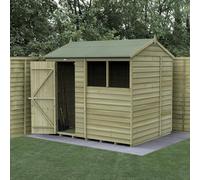 Forest Garden 8X6 4Life Reverse Apex Shed 25Yr Guarantee Overlap Pressure Treated - Single Door - 2 Windows