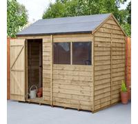 Forest Garden 8X6 Ft Reverse Apex Wooden Shed With Floor & 2 Windows - Assembly Service Included