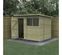 Forest Garden 8X6 Pent Shed Beckwood Shed 25Yr Guarantee Shiplap Pressure Treated - 2 Windows - Base Included