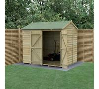 Forest Garden 8X6 Reverse Apex Shed Beckwood 25Yr Guarantee Shiplap Pressure Treated - No Windows - Double Door