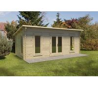 Forest Garden Arley Pent Roof Double Glazed Log Cabin, 6.24m x 3.37m, Natural Timber Mixed Softwood