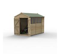 Forest Garden Beckwood Apex Shed - Double Door, 4 Windows, 6ft x 10ft Pressure Treated Green Timber Shiplap