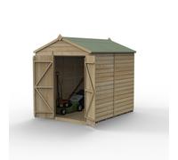 Forest Garden Beckwood Apex Shed - Double Door, Windowless, 6ft x 8ft Pressure Treated Green Timber Shiplap