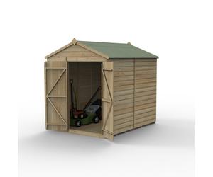 Forest Garden Beckwood Apex Shed - Double Door, Windowless, 6ft x 8ft Pressure Treated Timber Shiplap