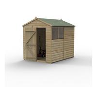 Forest Garden Beckwood Apex Shed - Single Door, 2 Windows, 6ft x 8ft, Pressure Treated Cladding, Green Timber Shiplap