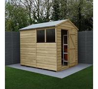 Forest Garden Beckwood Apex Shed - Single Door, 2 Windows, 6ft x 8ft Pressure Treated Shiplap Green Timber