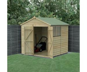 Forest Garden Beckwood Apex Shiplap Pressure Treated Double Door Shed with Base - 7 x 7ft
