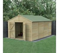 Forest Garden Beckwood Apex Shiplap Pressure Treated Double Door Windowless Shed - 10 x 15ft