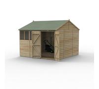 Forest Garden Beckwood Reverse Apex Shed - Double Door, 4 Windows, 10ft x 10ft Pressure Treated Timber