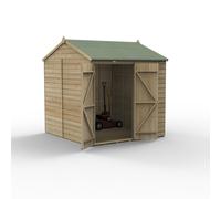 Forest Garden Beckwood Reverse Apex Shed - Double Door, 7ft x 7ft Windowless Pressure Treated Green Timber Shiplap