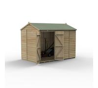 Forest Garden Beckwood 10x6 Reverse Apex Shed - No Window, Double Door, Brown