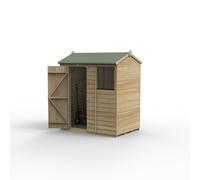 Forest Garden Beckwood Reverse Apex Shed - Single Door, 1 Window, 6ft x 4ft, Pressure Treated Shiplap Cladding, Green Timber