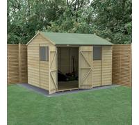 Forest Garden Beckwood 10x8 Reverse Apex Shed - 4 Window, Double Door, Brown