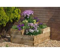 Forest Garden Caledonian Wooden Tiered Raised Bed - With Base - 90 X 90Cm