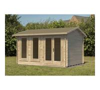 Forest Garden Chiltern 4.0m x 3.0m Log Cabin - Apex Roof, Single Glazed 24kg Felt, no Underlay (Delivered or Installed)