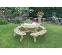 Forest Garden Circular Wooden Garden Picnic Table