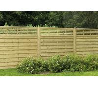 Forest Garden Decorative Kyoto Fence Panel, 1.8m x 1.8m, Treated Timber, Horizontal Weave Design