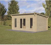 Forest Garden Elmley 5.0M X 3.0M Log Cabin - Pent Roof, Double Glazed 24Kg Polyester Felt, No Underlay
