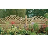 Forest Garden Europa Prague Fence Panel, 1.8m x 1.5m, Treated Timber, Wave Pattern
