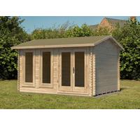 Forest Chiltern Apex Roof Single Glazed Log Cabin (24kg Felt, no Underlay) 4.0m x 3.0m Natural Timber (Installed)