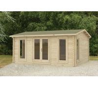 Forest Garden Forest Rushock Apex Roof Double Glazed Log Cabin (24kg Polyester Felt, no Underlay ) 5.0m x 4.0m Natural Timber