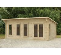 Forest Wolverley Pent Roof Double Glazed Log Cabin (24kg Polyester Felt, no Underlay) 6.0m x 4.0m Natural Timber (Installed)