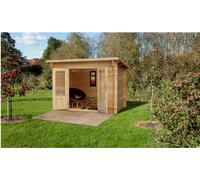 Forest Garden Harwood Pent Roof Log Cabin 2.2m x 3.2m Mixed Softwood Natural Timber