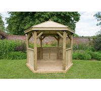 Hexagonal 3m Timber Roof Gazebo (Installed) - Treated Timber - Forest Garden