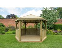 Forest Hexagonal Timber Roof Gazebo - 4m Treated Timber (Installed)
