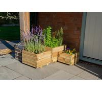 Forest Kendal Square Wooden Garden Planter 1'8x1'8 (0.5x0.5m) - Set of 3