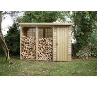 8'11 x 2'10 Forest Pent Large Overlap Logstore with Tool Storage (2.7m x 0.9m)