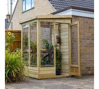 Forest Garden Lean To Green House 4 X 4 Solid Back