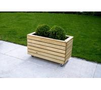 Forest Garden Linear Double Wooden Garden Planter With Wheels 0.8M X 0.4M