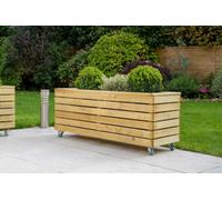 Forest Garden Linear Long Wooden Garden Planter With Wheels 1.2M X 0.4M